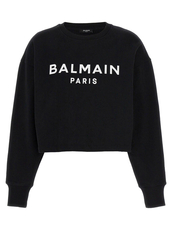 Balmain Logo Print Cropped Sweatshirt - Women - Piano Luigi