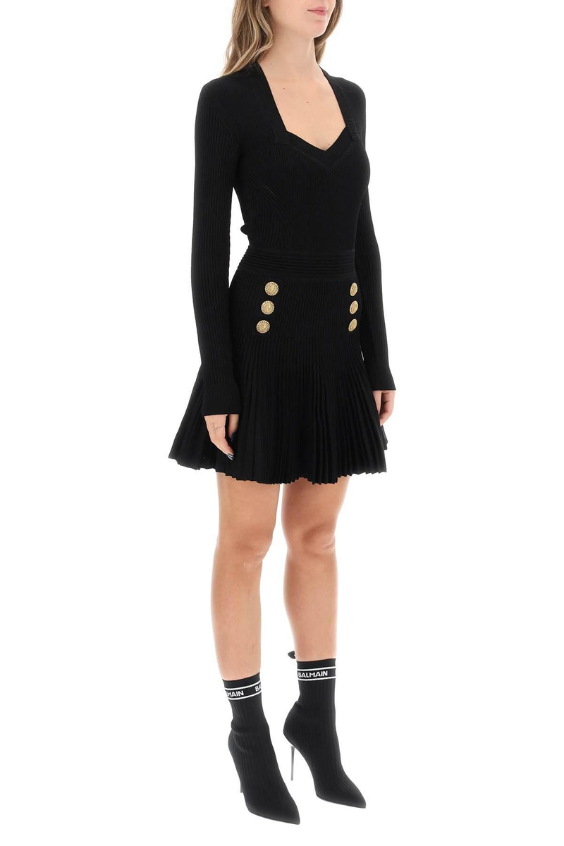 Balmain Long Sleeve Knitted Mini Dress - Women - Piano Luigi