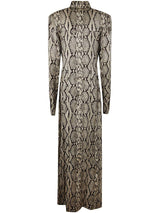 Balmain Long Sleeve Python Satin Long Shirt Dress - Women - Piano Luigi