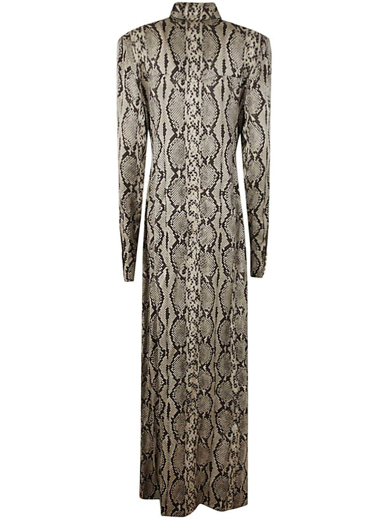 Balmain Long Sleeve Python Satin Long Shirt Dress - Women - Piano Luigi