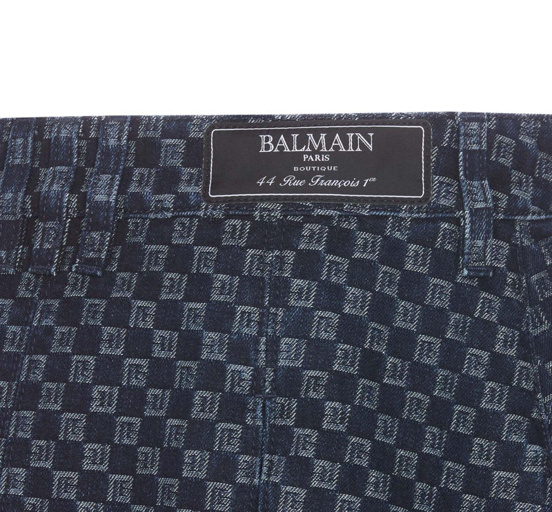 Balmain Mini Monogram Denim Skirt - Women - Piano Luigi