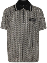 Balmain Monogram Jacquard Zipped Polo - Men - Piano Luigi