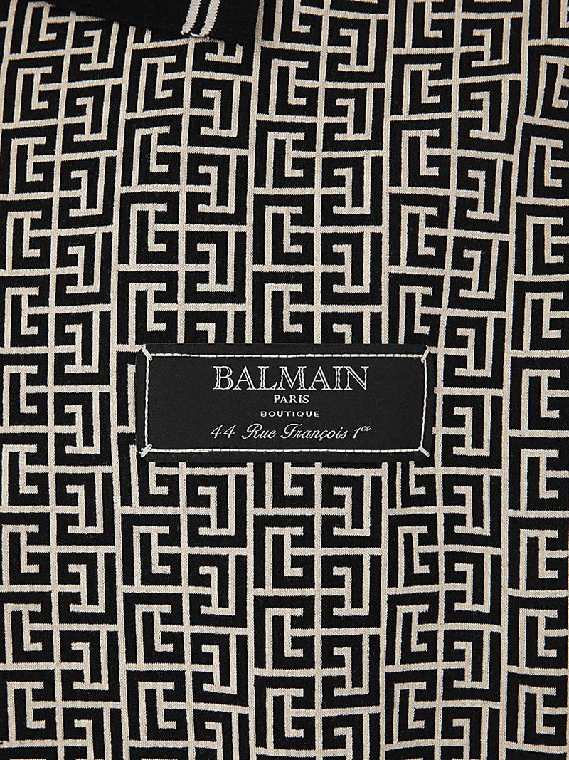 Balmain Monogram Jacquard Zipped Polo - Men - Piano Luigi