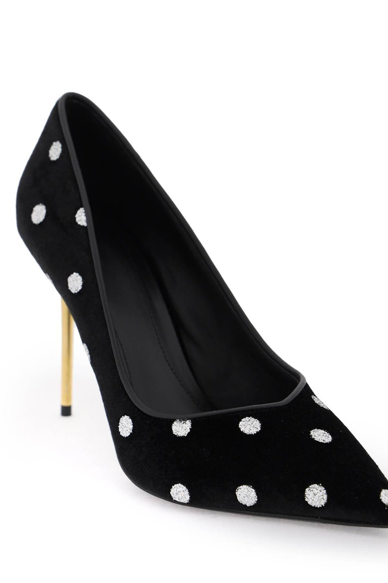 Balmain Polka Dot Velvet Pumps - Women - Piano Luigi