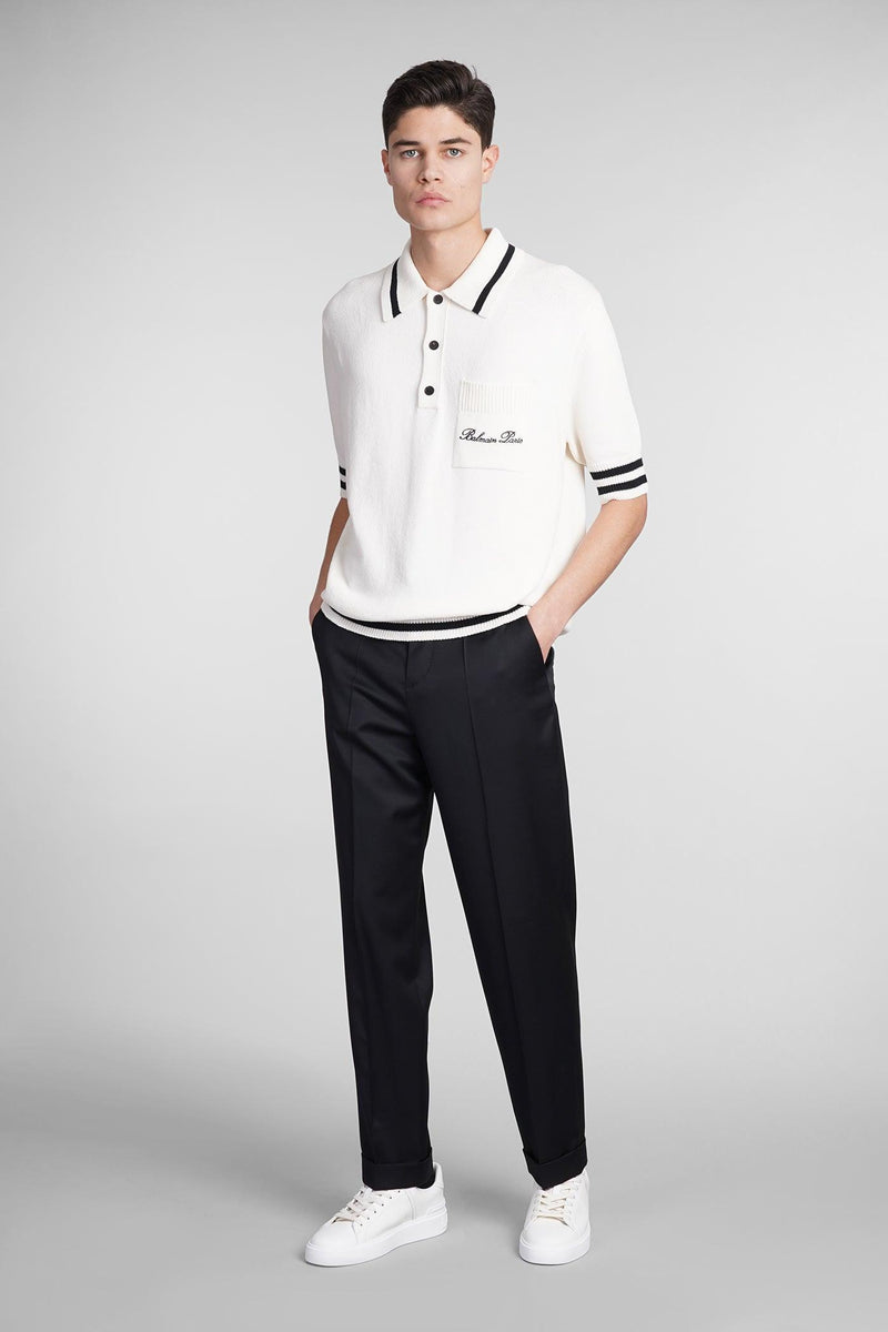 Balmain Polo In Beige Wool And Polyester - Men - Piano Luigi