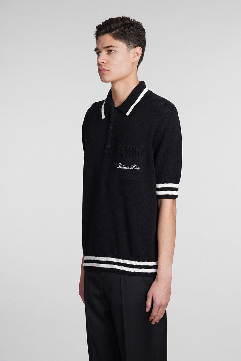 Balmain Polo In Black Wool And Polyester - Men - Piano Luigi