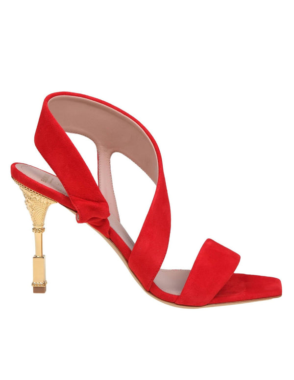 Balmain Red Suede Coin Sandal - Women - Piano Luigi