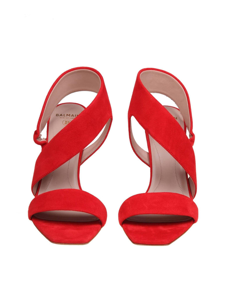 Balmain Red Suede Coin Sandal - Women - Piano Luigi