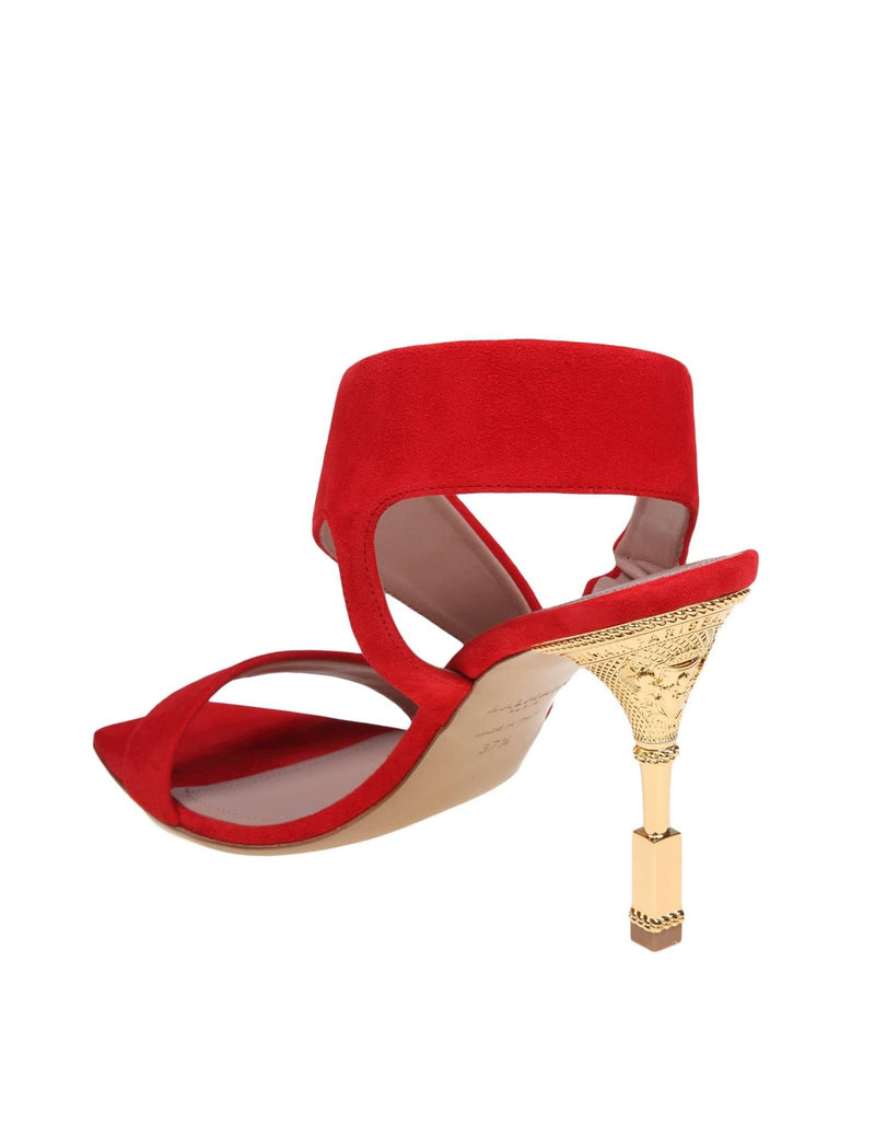 Balmain Red Suede Coin Sandal - Women - Piano Luigi