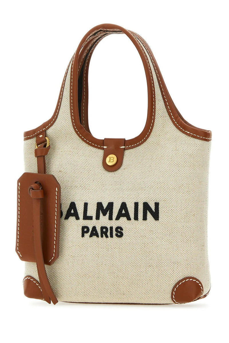 Balmain Sand Canvas B-army Handbag - Women - Piano Luigi