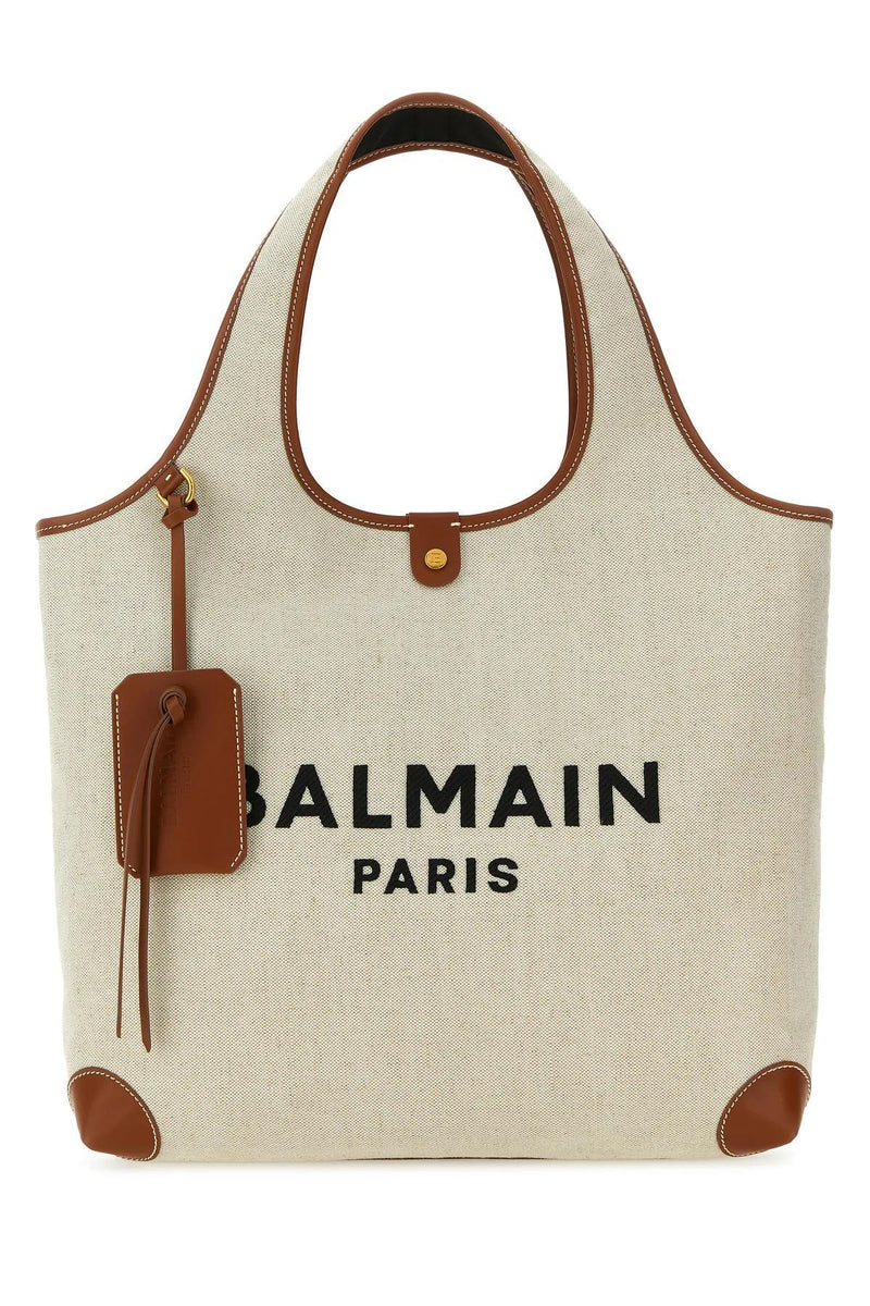 Balmain Sand Canvas B-army Shopping Bag - Women - Piano Luigi