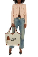 Balmain Sand Canvas B-army Shopping Bag - Women - Piano Luigi