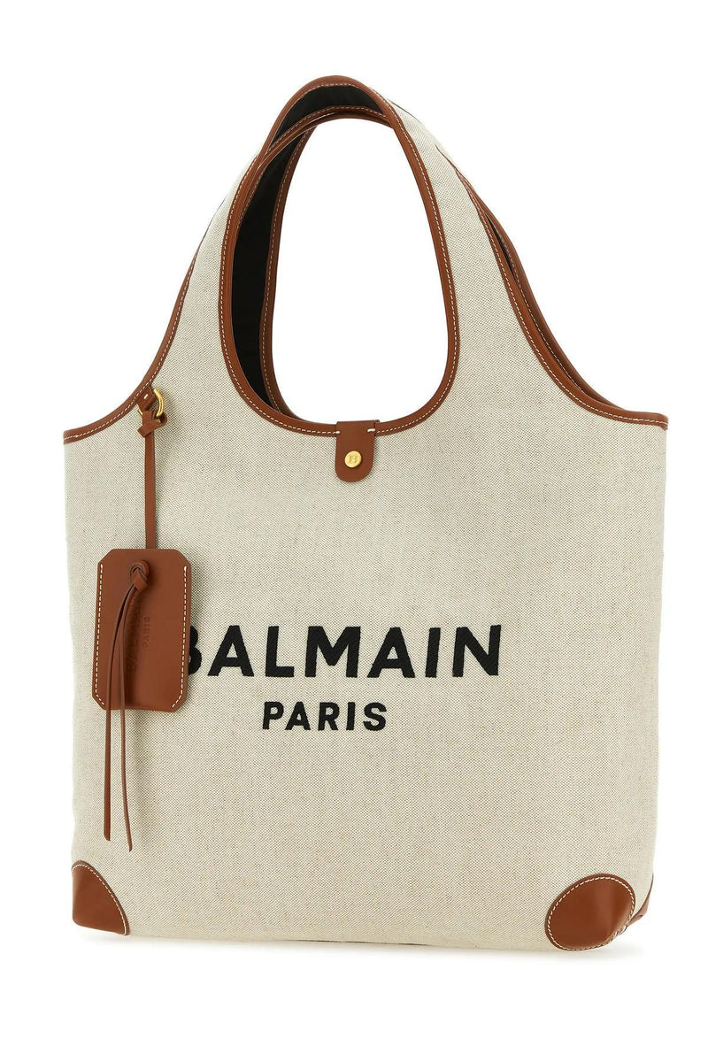 Balmain Sand Canvas B-army Shopping Bag - Women - Piano Luigi