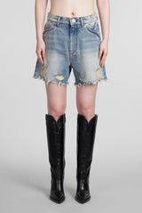 Balmain Shorts In Blue Cotton - Women - Piano Luigi