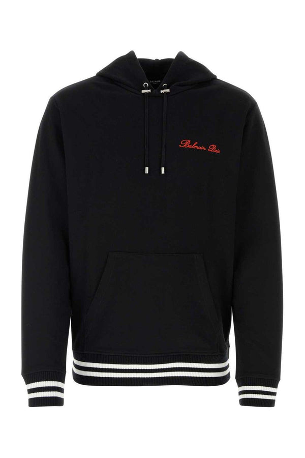 Balmain Signature Embroidered Drawstring Hoodie - Men - Piano Luigi