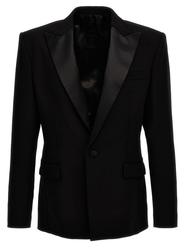 Balmain Single-breasted Satin Wool Blazer - Men - Piano Luigi