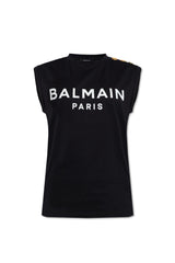 Balmain Sleeveless T-shirt With Logo - Women - Piano Luigi