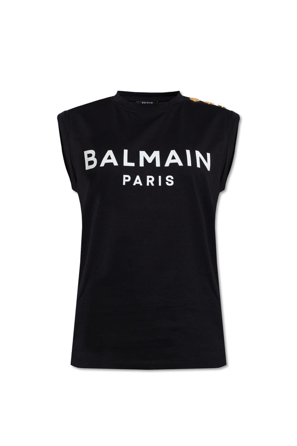 Balmain Sleeveless T-shirt With Logo - Women - Piano Luigi