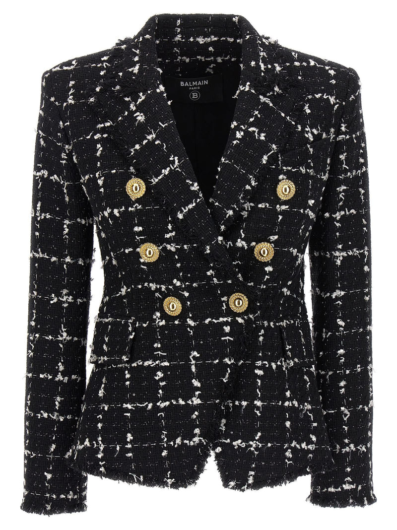 Balmain Tweed Double-breasted Blazer - Women - Piano Luigi