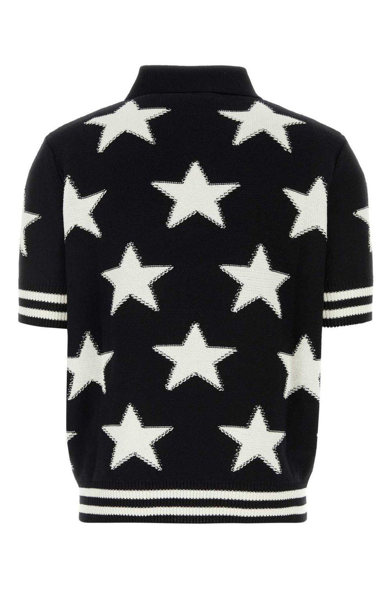 Balmain Two-toned Star Intarsia-knit Polo Shirt - Men - Piano Luigi