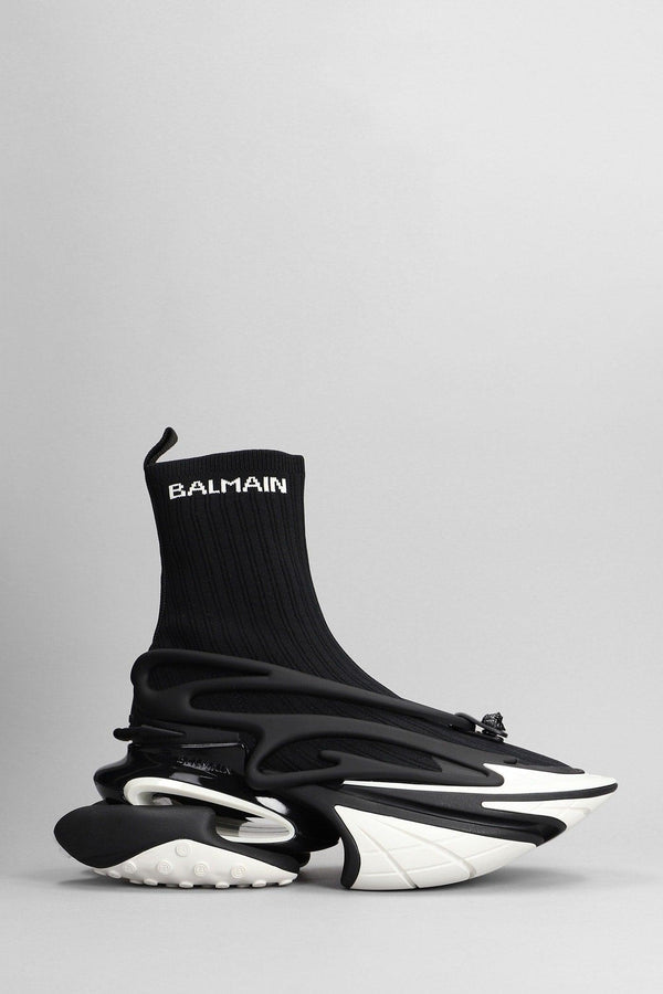 Balmain Unicorn High Top Sneakers In Black Polyester - Men - Piano Luigi