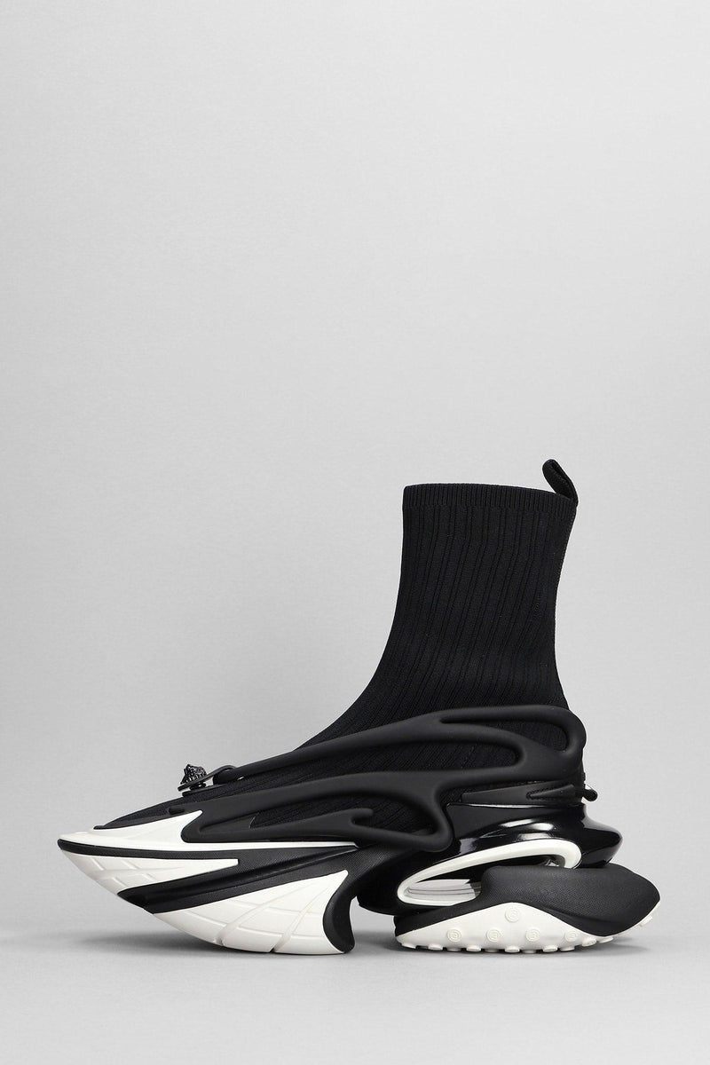 Balmain Unicorn High Top Sneakers In Black Polyester - Men - Piano Luigi