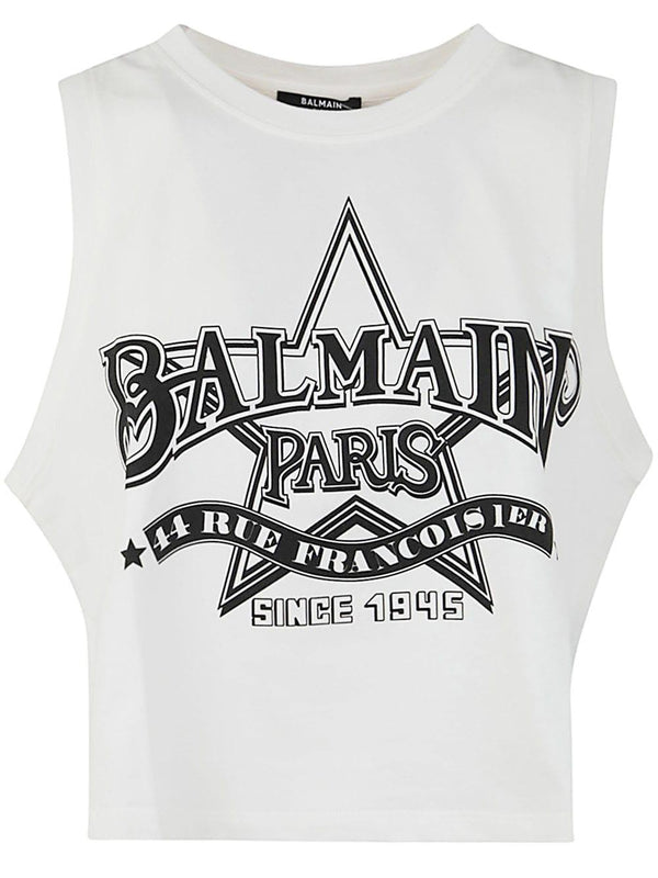 Balmain Western Print Cropped Tank Top - Women - Piano Luigi