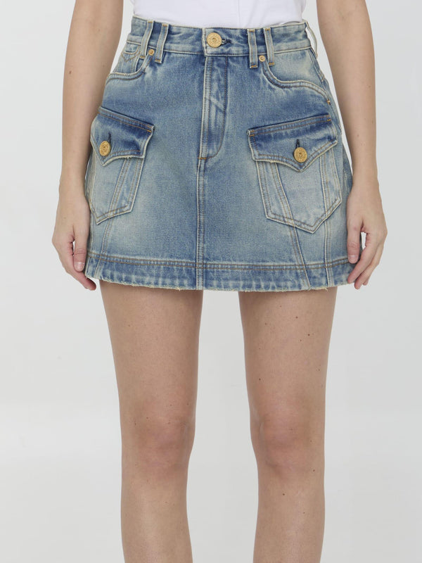 Balmain Western Skirt In Denim - Women - Piano Luigi