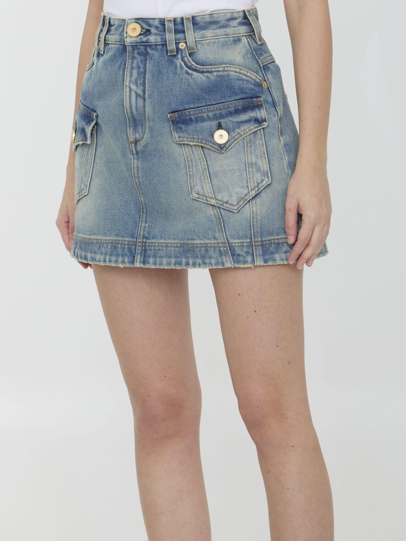 Balmain Western Skirt In Denim - Women - Piano Luigi