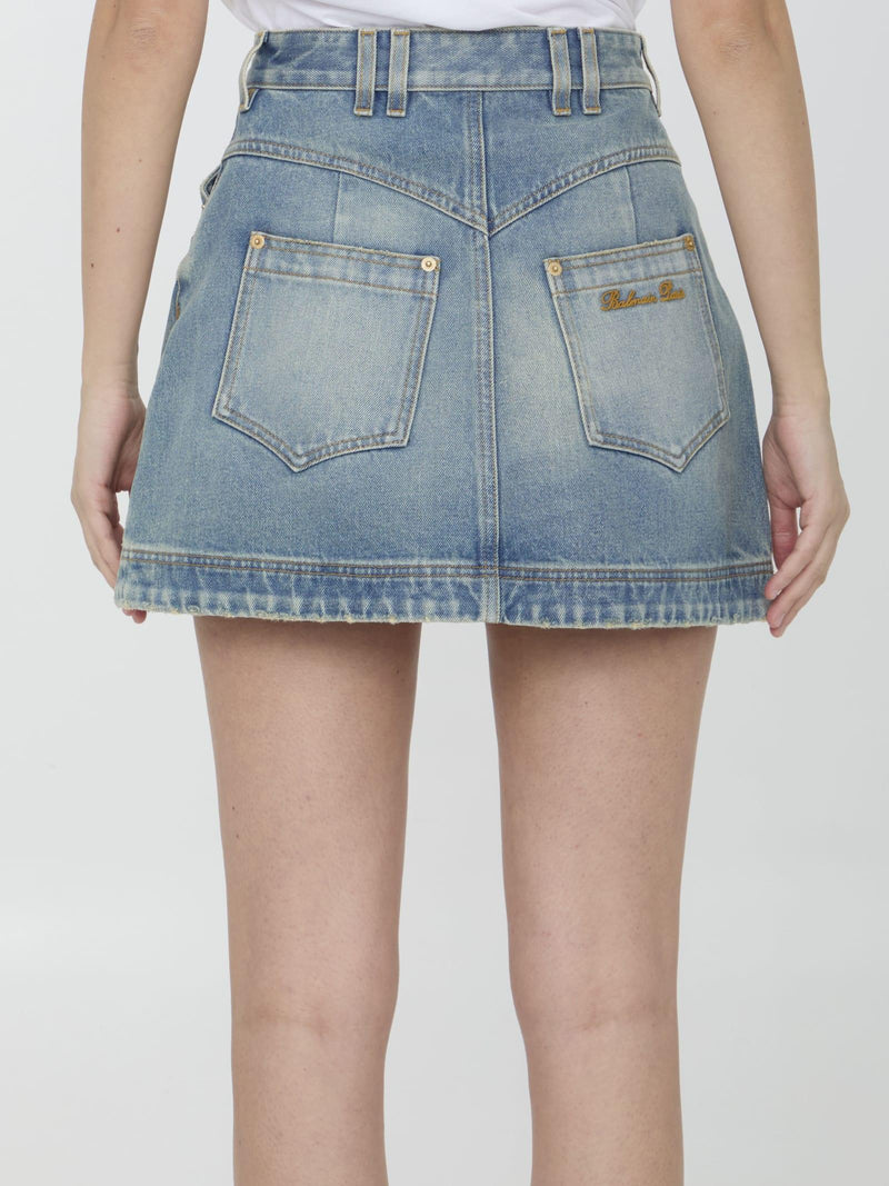 Balmain Western Skirt In Denim - Women - Piano Luigi