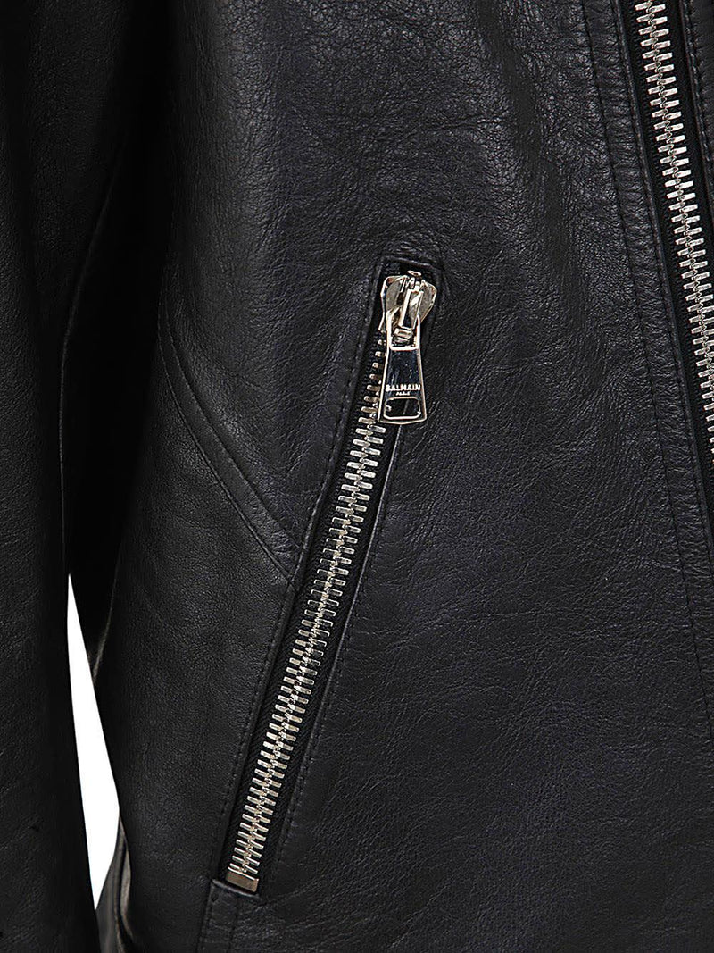 Balmain Zipped Calfskin Biker Jacket - Men - Piano Luigi