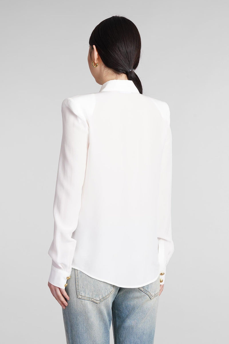 Balmain Shirt In White Silk - Women - Piano Luigi