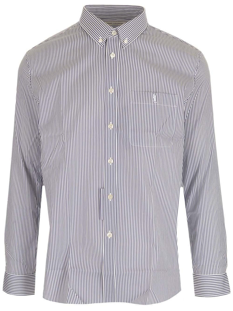 Saint Laurent Monogram Striped Shirt - Men - Piano Luigi