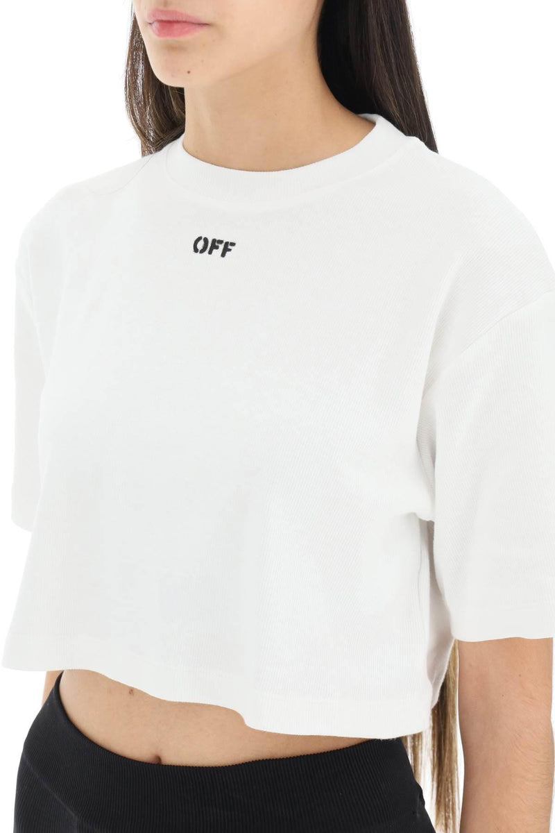 Off-White Logo Detail Cropped T-shirt - Women - Piano Luigi