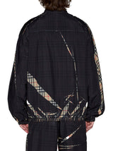 Burberry trusfield High-neck Jacket In Black Check Fabric With Beige Details Man - Men - Piano Luigi