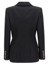 Balmain Double Breast Blazer Jacket With Logo Buttons - Women - Piano Luigi