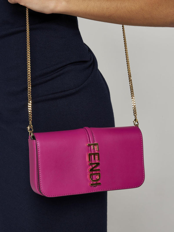 Fendi Graphy Leather Wallet On Chain - Women