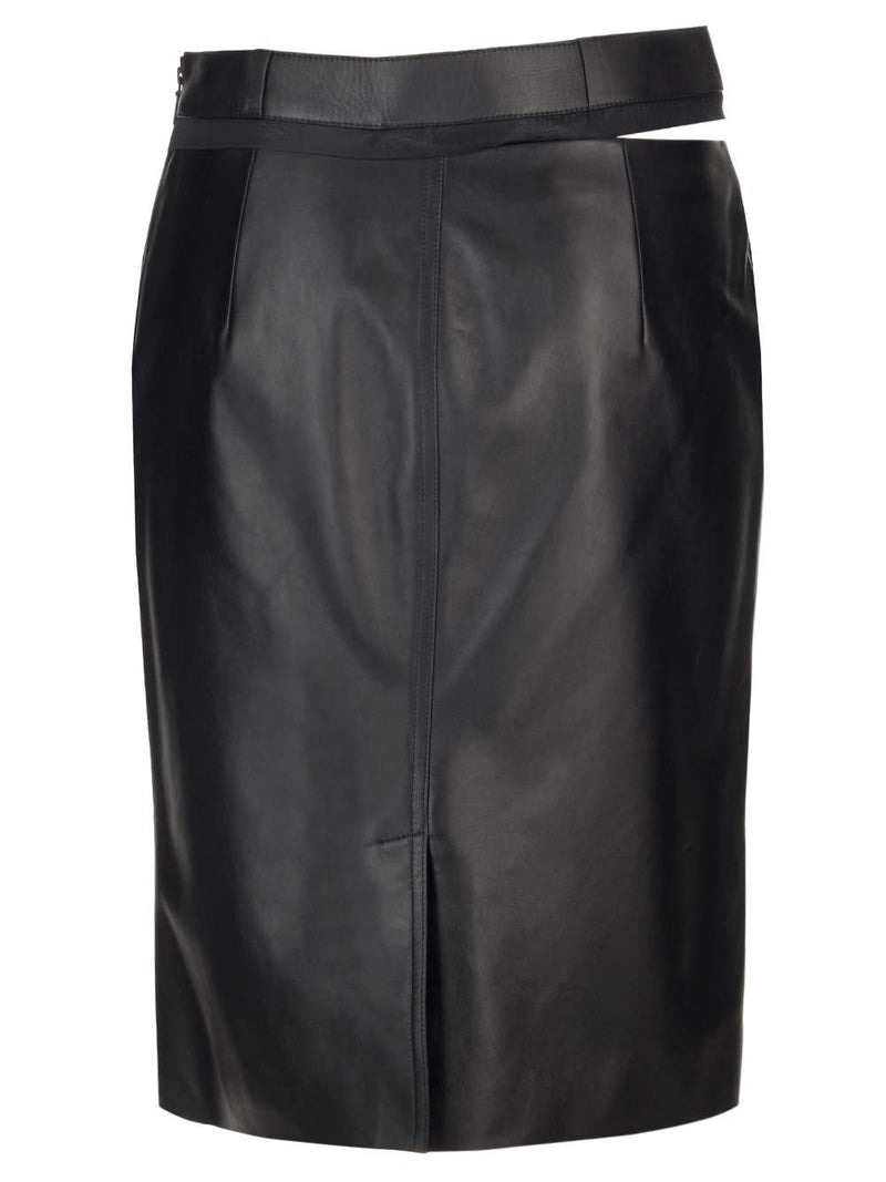 Fendi Leather Midi Skirt - Women - Piano Luigi