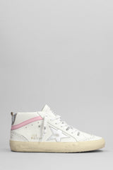 Golden Goose Mid Star Sneakers In White Leather - Women - Piano Luigi