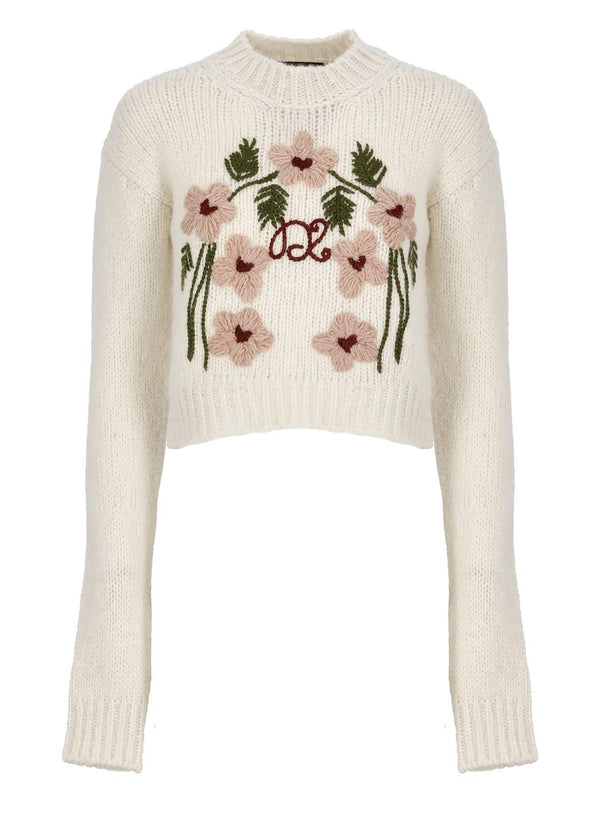 Dsquared2 Floral-embroidered Cropped Jumper - Women - Piano Luigi