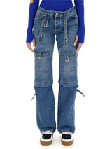 Off-White Pants In Blue Cotton - Women - Piano Luigi