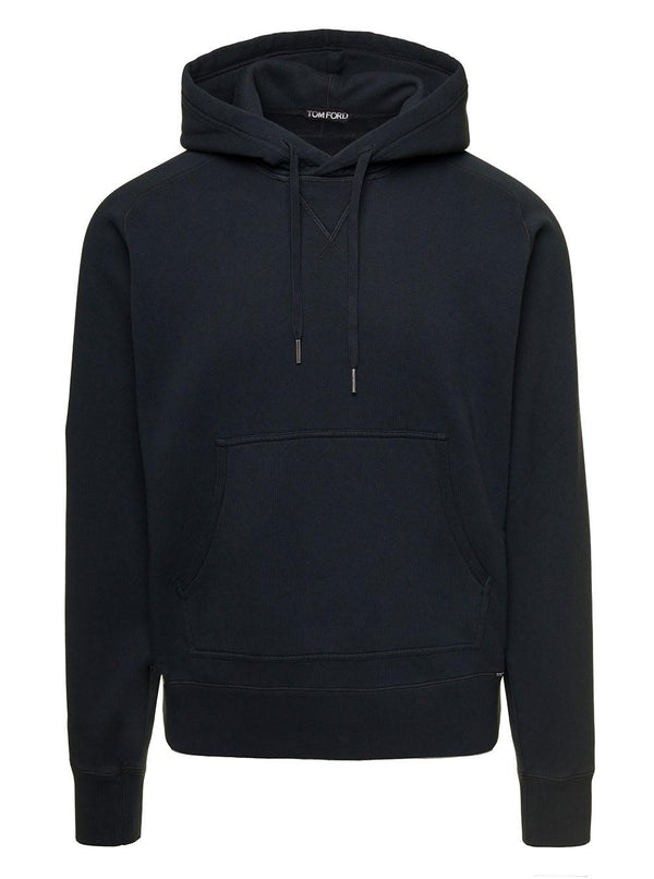 Black Hoodie With Kangaroo Pocket In Cotton Jersey Man Tom Ford - Men - Piano Luigi