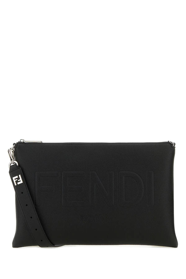 Black Leather Fendi Roma Shoulder Bag - Women - Piano Luigi