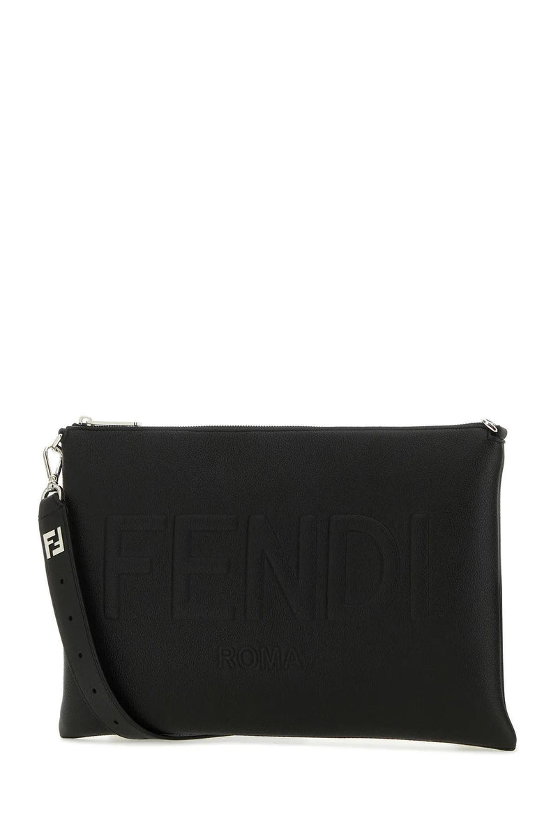 Black Leather Fendi Roma Shoulder Bag - Women - Piano Luigi