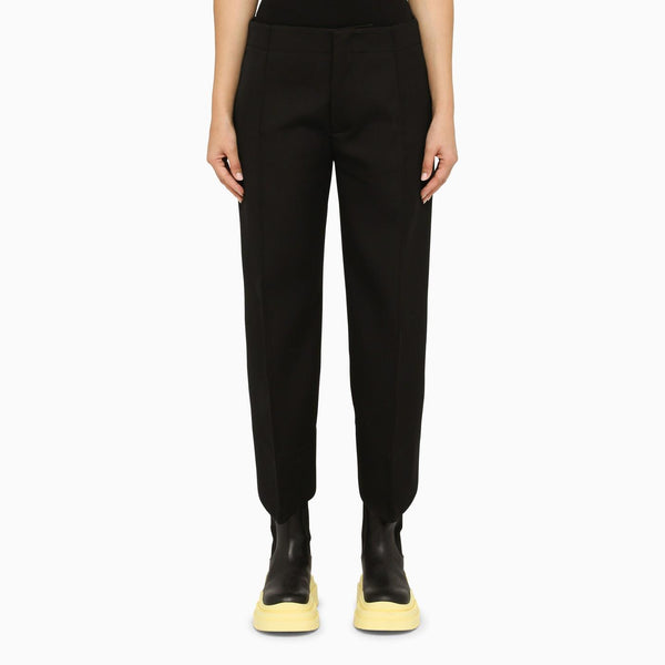 Bottega Veneta Black Compact Wool Trousers - Women - Piano Luigi