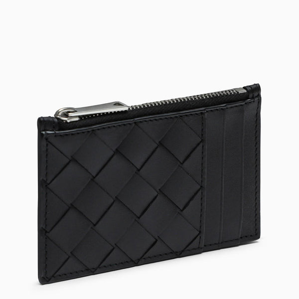 Bottega Veneta Black Intrecciato Zip Credit Card Holder - Women - Piano Luigi