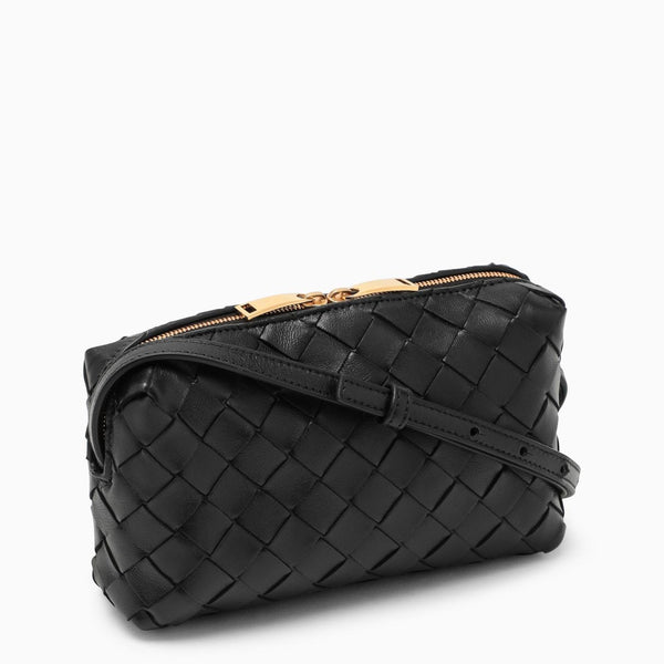 Bottega Veneta Black Mini Crossbody Bag In Woven Leather - Women - Piano Luigi