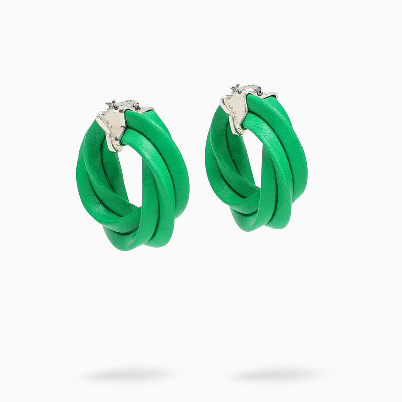 Bottega Veneta Green Twisted Hoop Earrings - Women - Piano Luigi