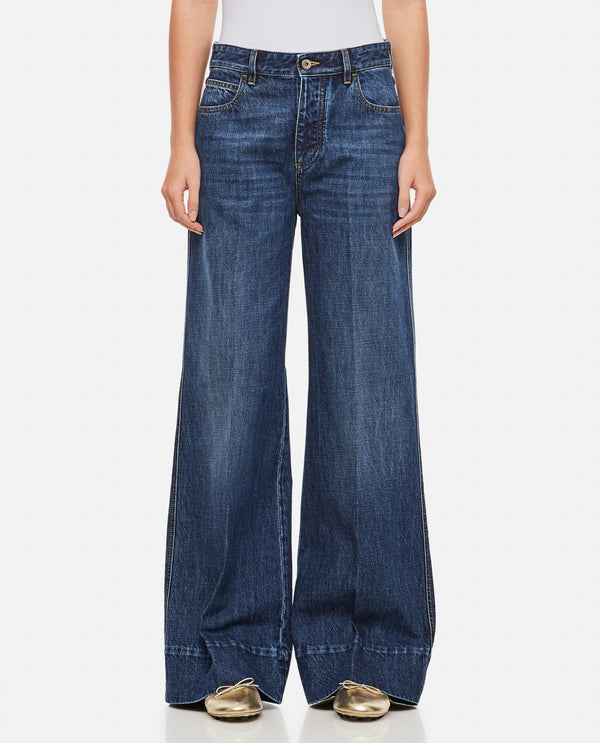 Bottega Veneta Indigo Wide Leg Denim Pants - Women - Piano Luigi