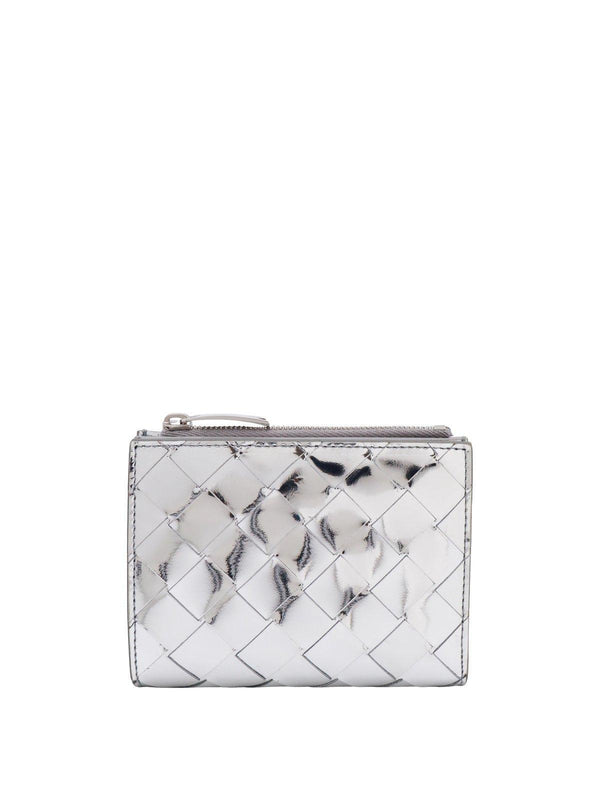 Bottega Veneta Metallic Woven Zip-up Wallet - Women - Piano Luigi